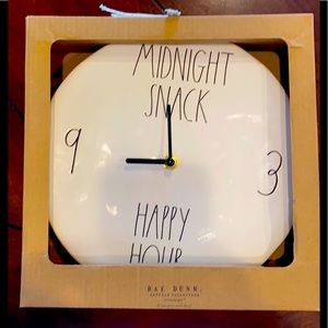 NIB Rae Dunn “Midnight Snack” 9”Ceramic Wall Clock